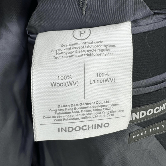 Indochino Mens Wool Newbury Sport Coat Blazer 44 Regular Black Two Buttons - Picture 13 of 14